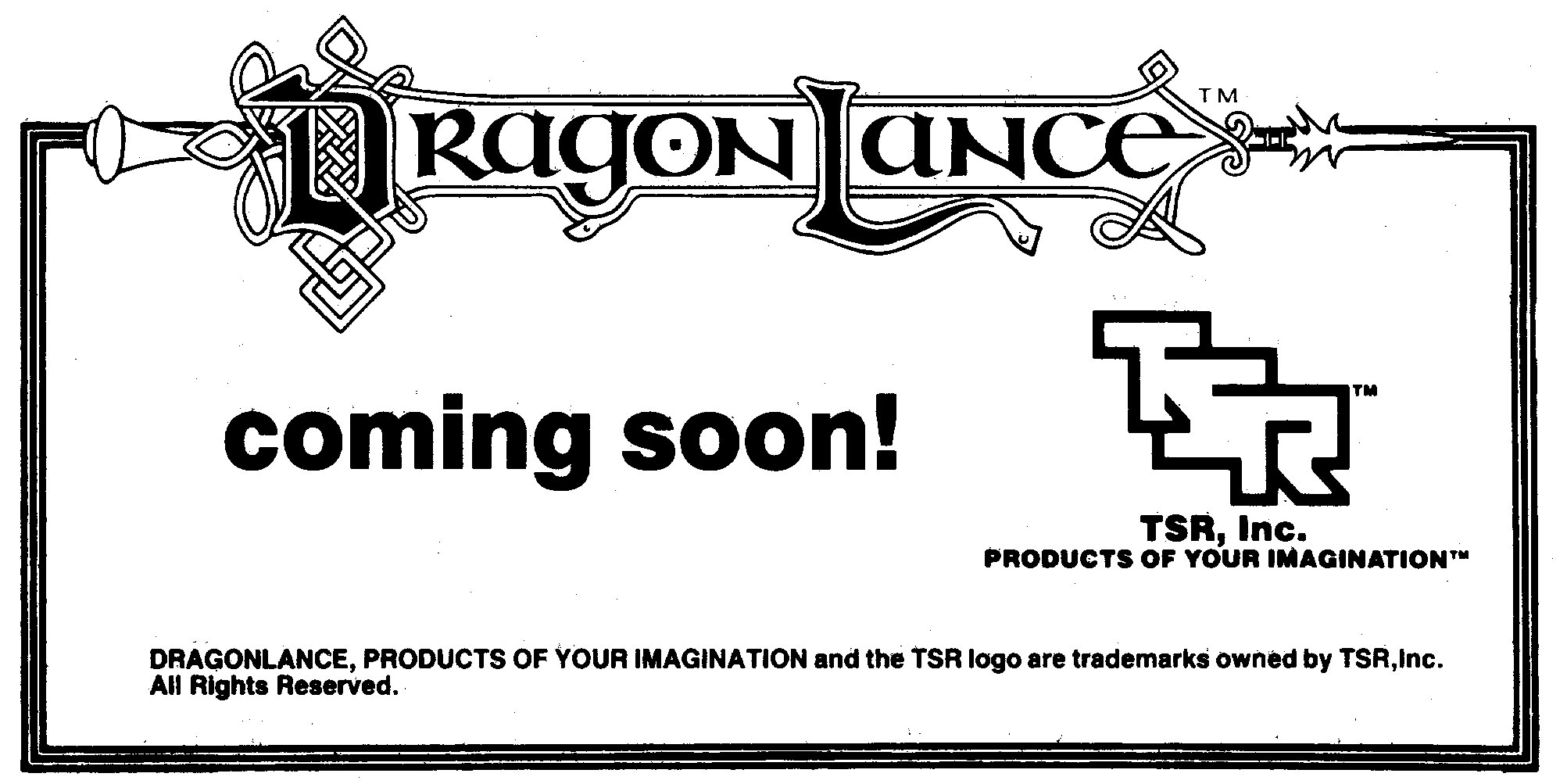 Dragonlance Sticker Dragonlance Teaser Ad from 1984 | dlsaga.com